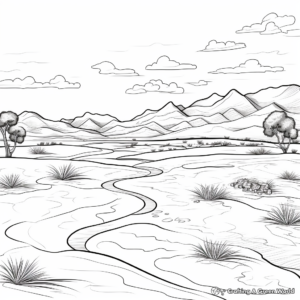 Desert Landscape Empty Coloring Pages 2