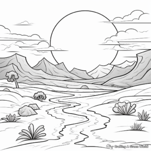 Desert Landscape Empty Coloring Pages 3