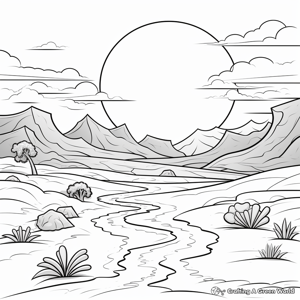 Desert Landscape Empty Coloring Pages 3