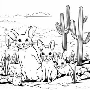 Desert Mouse Family Coloring Pages: Parents and Pups 2