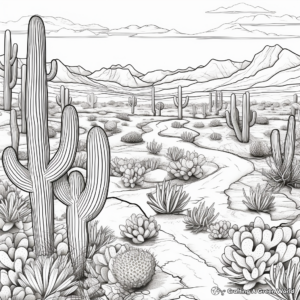 Desert Oasis Coloring Pages: Cactus and Wildlife 4