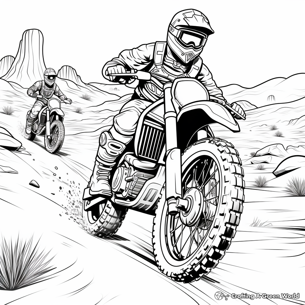 Desert Rally Dirt Bike Coloring Pages For Sand Lovers 2