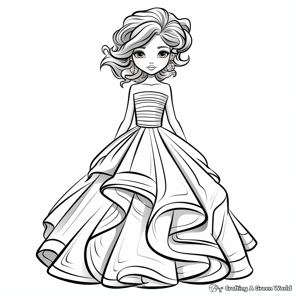 Designer Dress Coloring Pages: Couture Creations 1