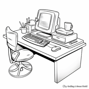 Desk Equipment Coloring Pages: Mouse, Keyboard etc. 2