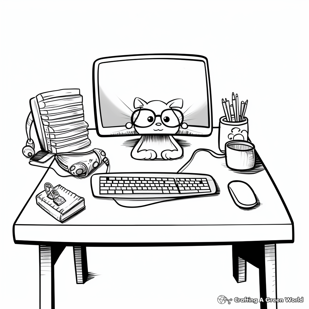 Desk Equipment Coloring Pages: Mouse, Keyboard etc. 4