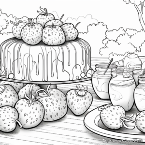 Dessert Table with Strawberries Coloring Sheets 2