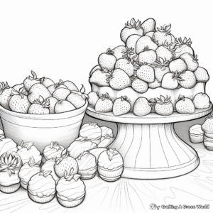 Dessert Table with Strawberries Coloring Sheets 4