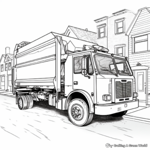 Detail-Oriented Industrial Garbage Truck Coloring Sheets 3