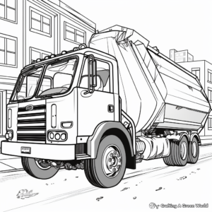 Detail-Oriented Industrial Garbage Truck Coloring Sheets 4