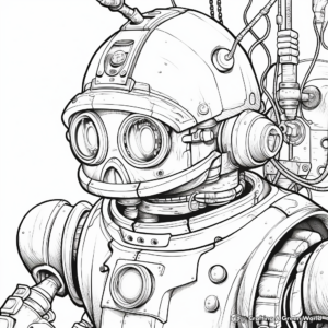 Detail-Oriented Steampunk Robot Coloring Pages 2