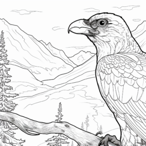 Detail-Oriented White-necked Raven Coloring Pages 4