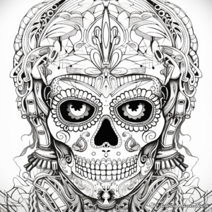 Detail-Rich Sugar Skull Coloring Pages for Adults 2