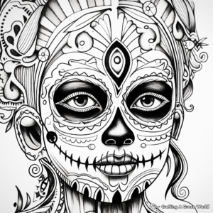 Detail-Rich Sugar Skull Coloring Pages for Adults 3