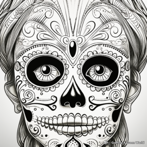 Detail-Rich Sugar Skull Coloring Pages for Adults 4