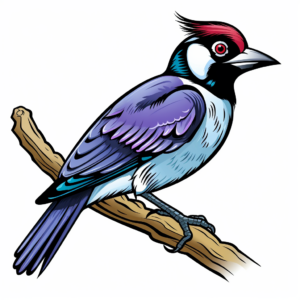 Detailed Acorn Woodpecker Coloring Pages for Artists 4