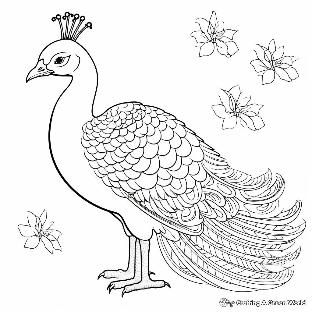 Detailed Adult Peacock Coloring Pages 1