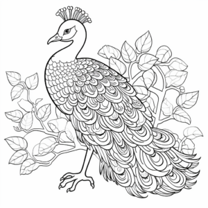 Detailed Adult Peacock Coloring Pages 2