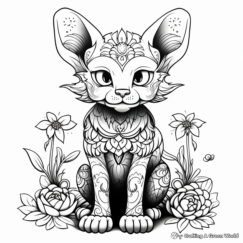 Detailed Adult Sphynx Cat Coloring Pages 2