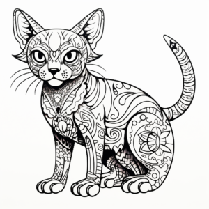 Detailed Adult Sphynx Cat Coloring Pages 3