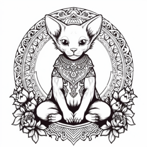 Detailed Adult Sphynx Cat Coloring Pages 4