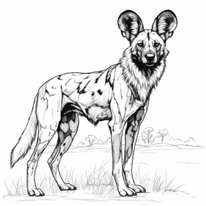 Detailed African Wild Dog Coloring Pages for Adults 3