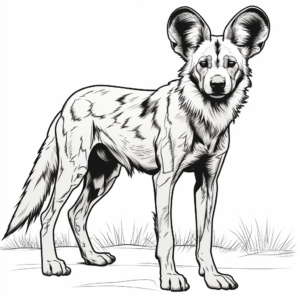 Detailed African Wild Dog Coloring Pages for Adults 4