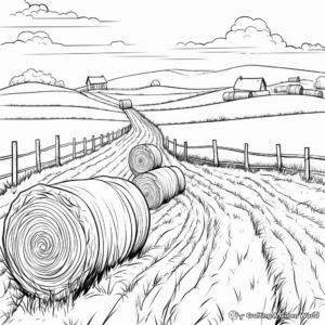 Detailed Agricultural Landscape including Hay Coloring Pages 4