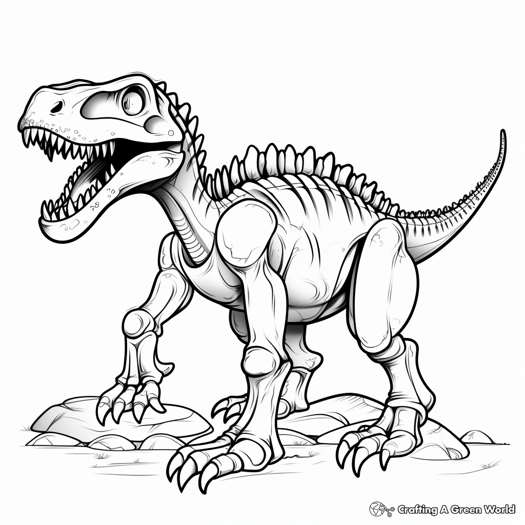 Detailed Albertosaurus Skeleton Coloring Pages 1