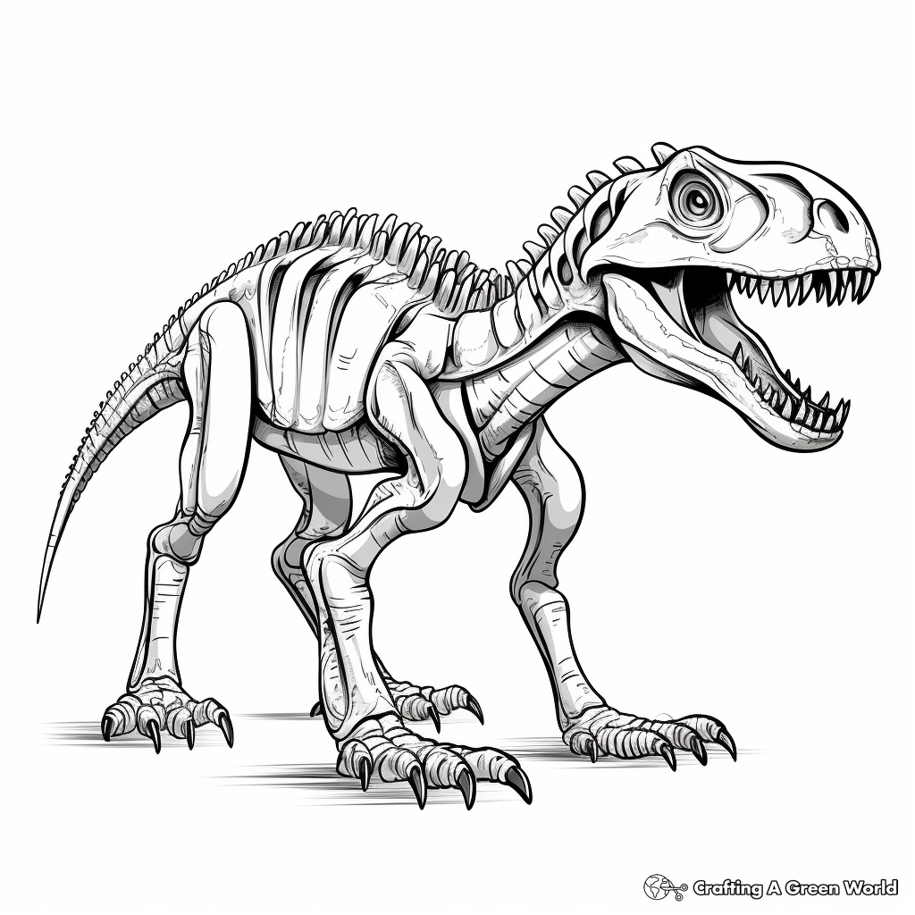Detailed Albertosaurus Skeleton Coloring Pages 3