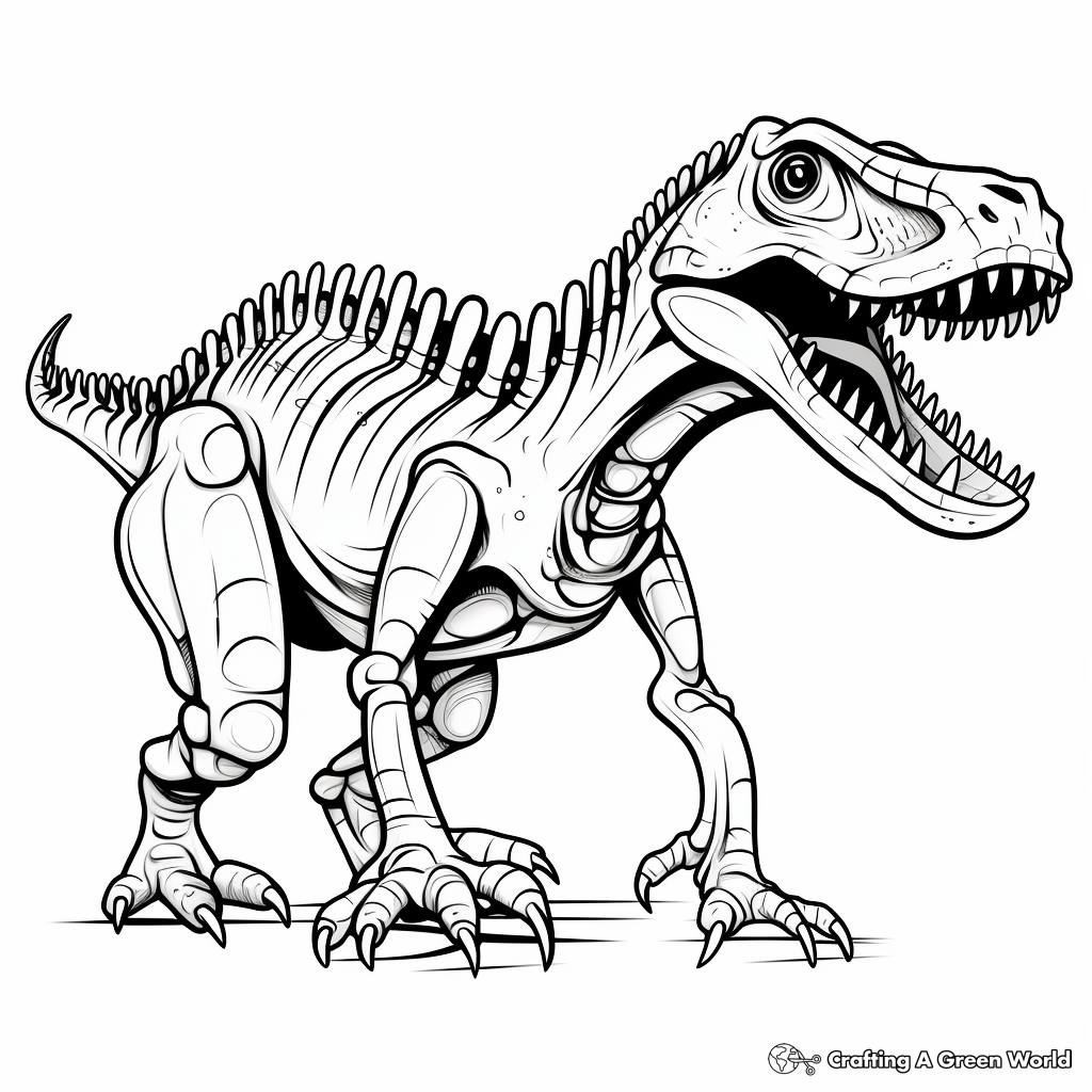 Detailed Albertosaurus Skeleton Coloring Pages 4