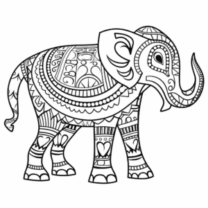 Detailed Alebrije Elephant Coloring Pages 4