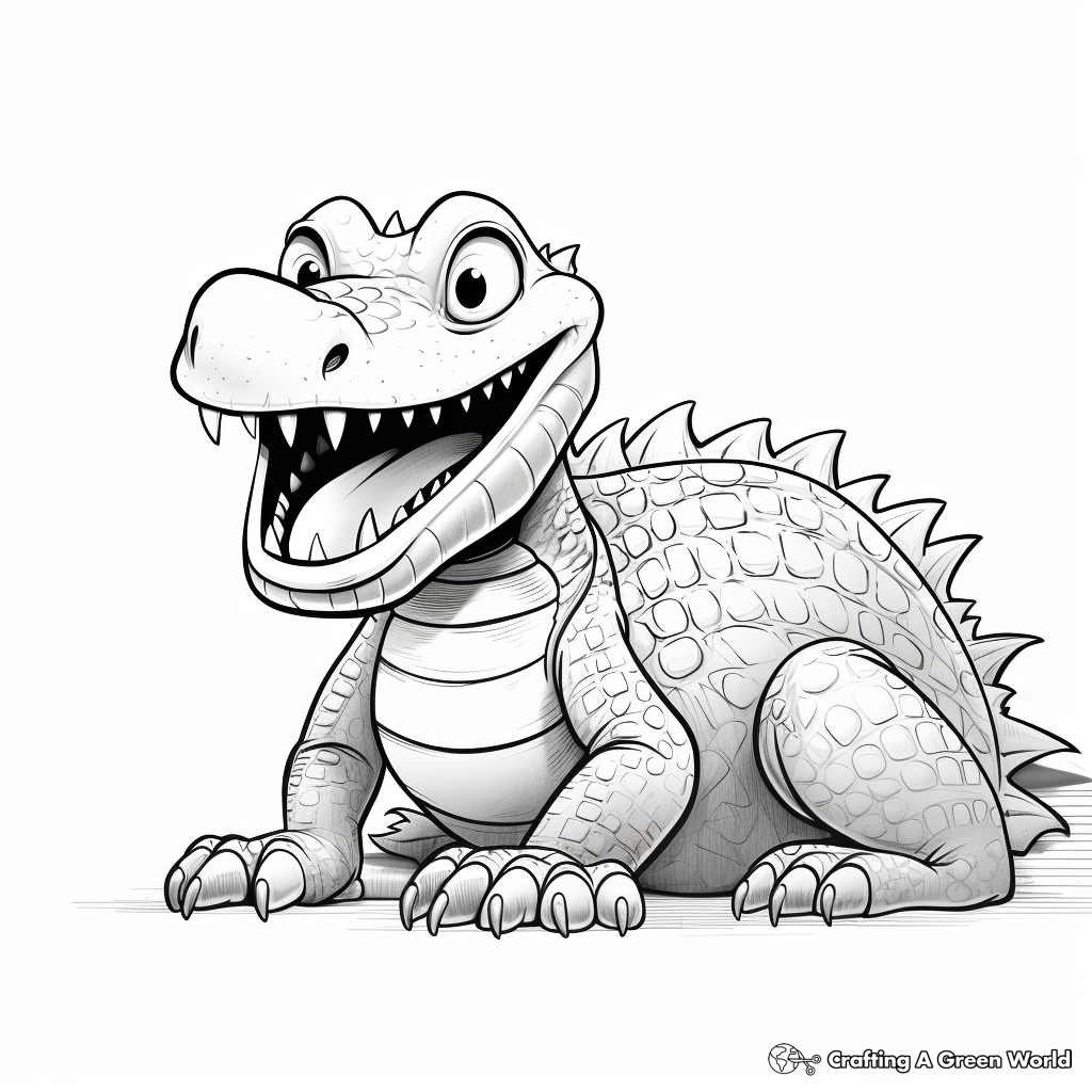 Detailed Alligator Coloring Pages for Adults 2