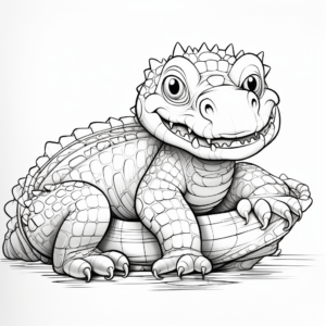 Detailed Alligator Coloring Pages for Adults 3