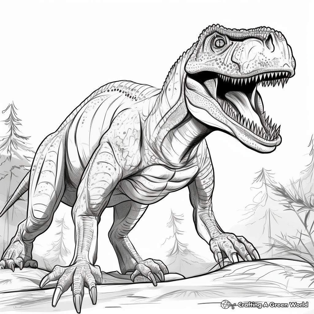 Detailed Allosaurus Coloring Pages for Adults 1
