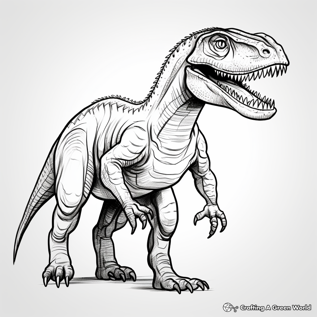 Detailed Allosaurus Coloring Pages for Adults 3
