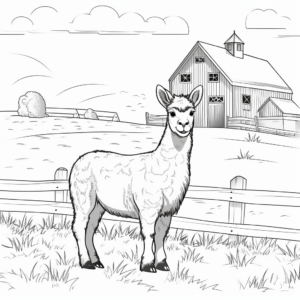 Detailed Alpaca Farm Coloring Pages 1