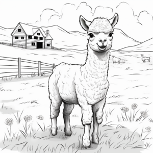 Detailed Alpaca Farm Coloring Pages 2
