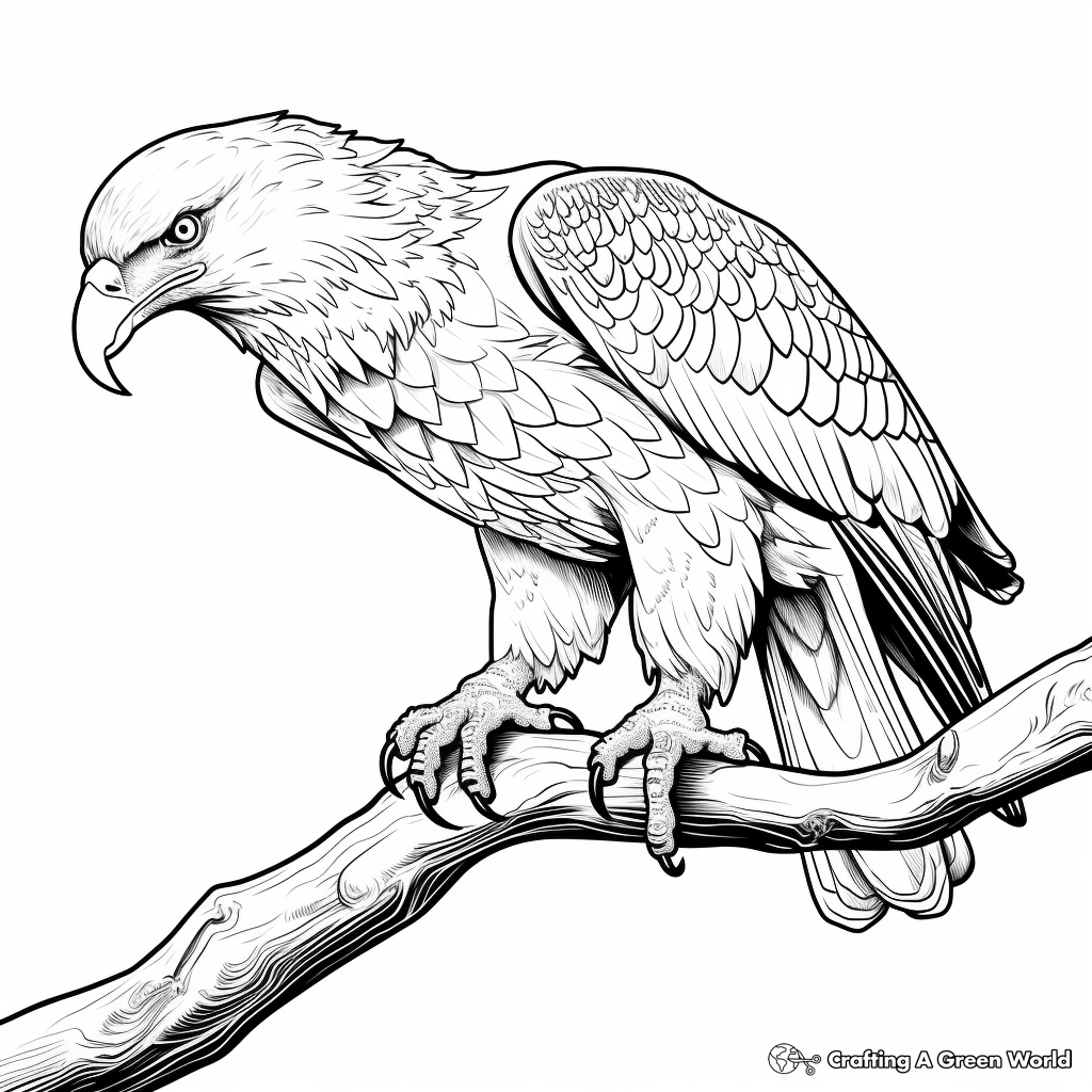 Detailed American Bald Eagle Coloring Page 3