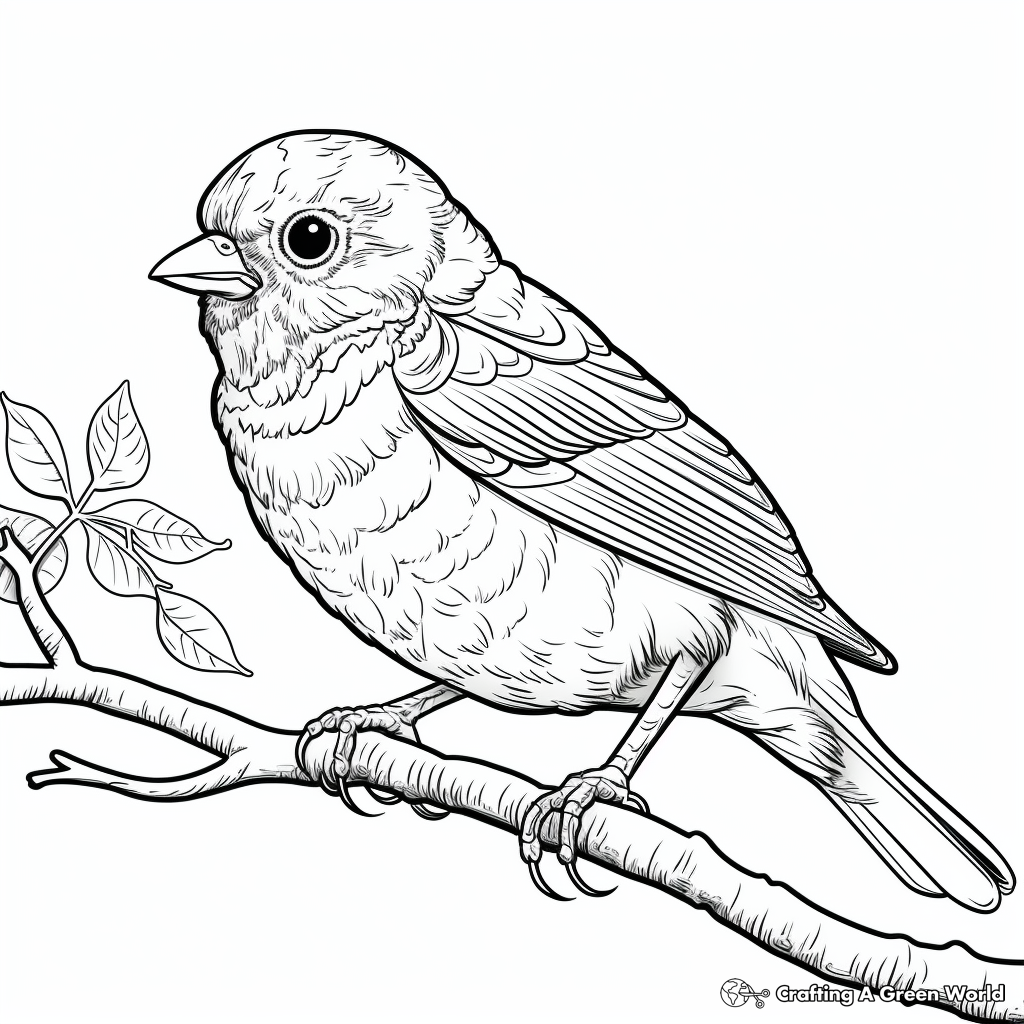 Detailed American Goldfinch Coloring Pages for Grown-ups 1