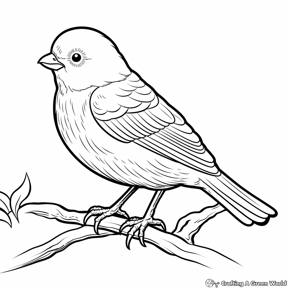 Detailed American Goldfinch Coloring Pages for Grown-ups 2