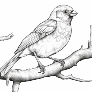 Detailed American Tree Sparrow Coloring Pages 1