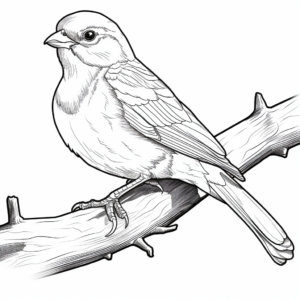 Detailed American Tree Sparrow Coloring Pages 2