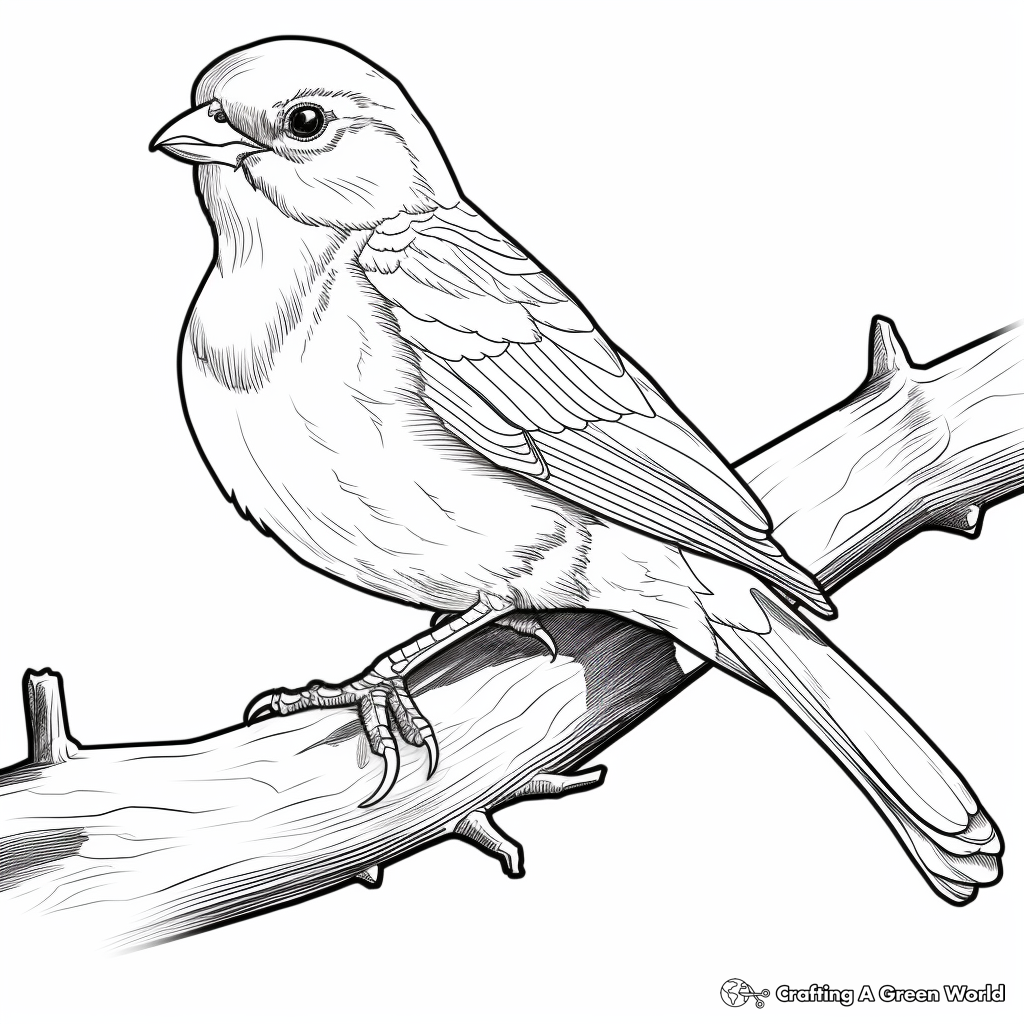 Detailed American Tree Sparrow Coloring Pages 2