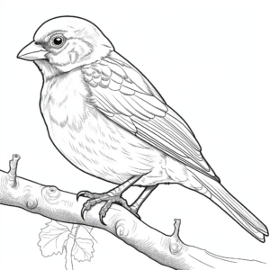 Detailed American Tree Sparrow Coloring Pages 3