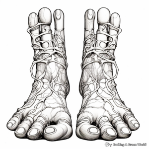 Detailed Anatomical Illustration of Toes Coloring Pages 2