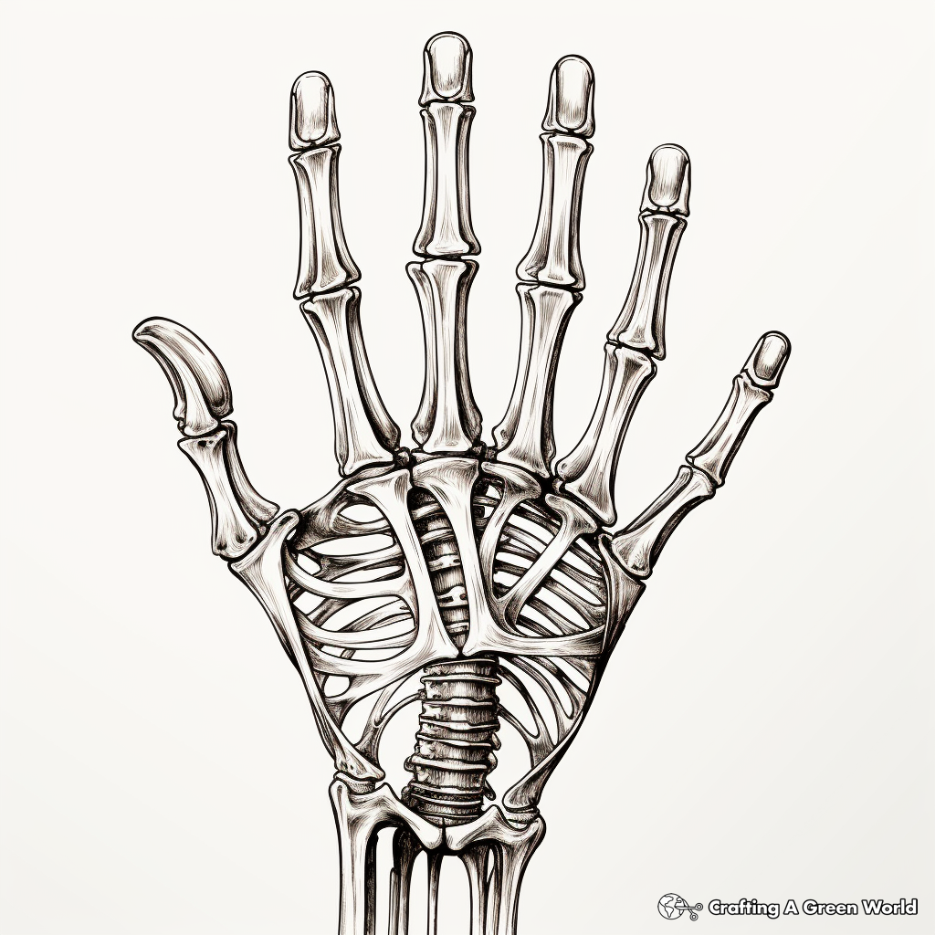 Detailed Anatomical Skeleton Hand Coloring Pages 2