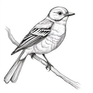 Detailed Anatomy of a Mockingbird Coloring Page 3
