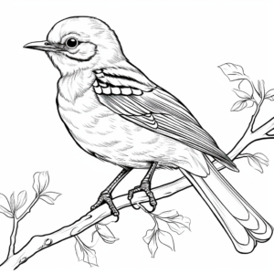 Detailed Anatomy of a Mockingbird Coloring Page 4