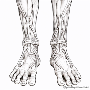 Detailed Anatomy of Foot Coloring Pages 1