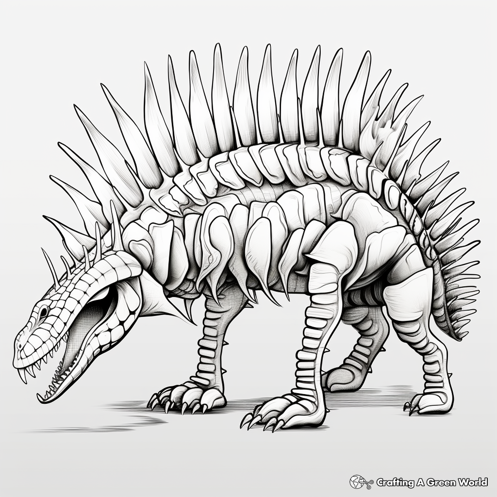 Detailed and Realistic Kentrosaurus Anatomy Coloring Pages 1